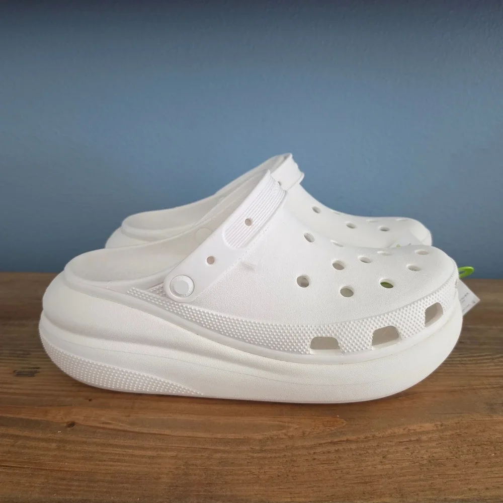Crocs Mens Classic Crush Clog White Platform Chunky Sandals 207521-100 Size 11